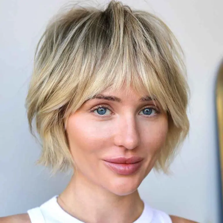 Blonde Bixie Shag Cut With Choppy Fringe
