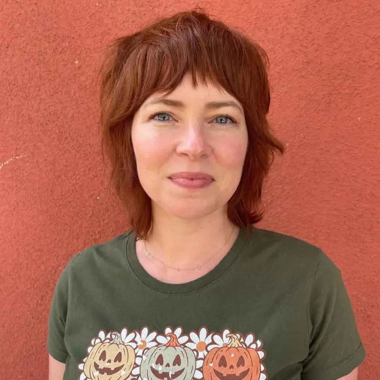 Brown Mini Shag With Asymmetric Bangs