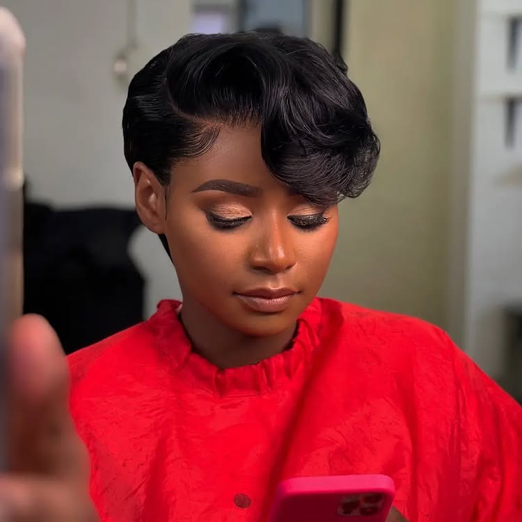 Chopped Straight Pixie on Black Hair