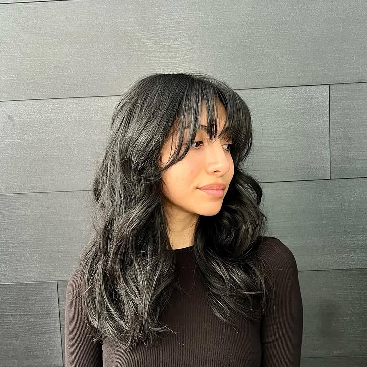 Classic Black Layers With Feathered Bangs