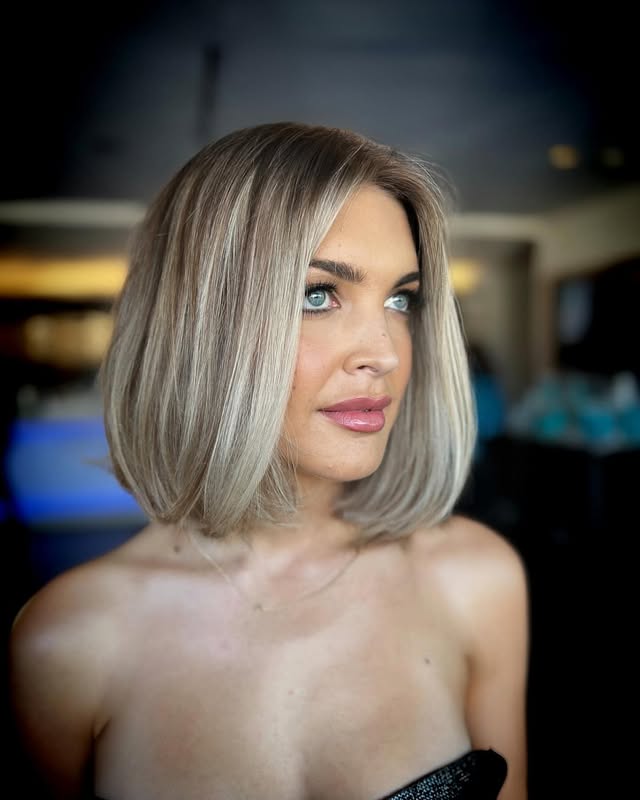 Classic Hollywood Glam Silver Bob with Loose Curls