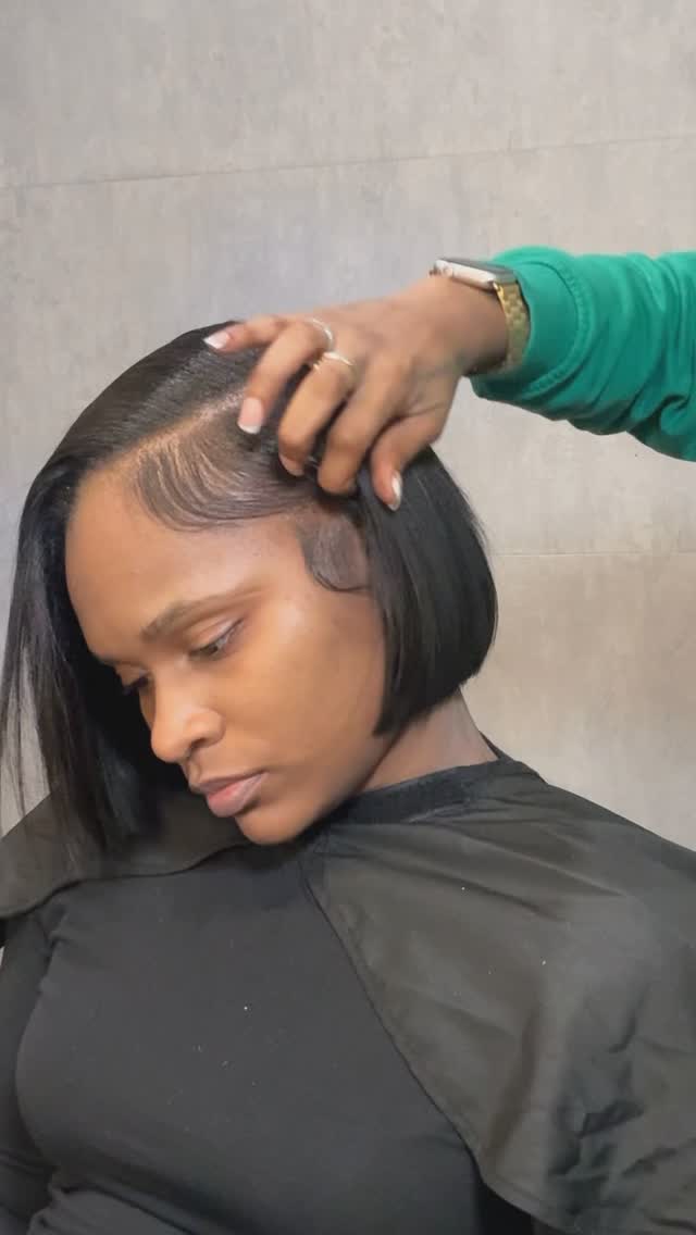 Classic Side-Swept Silk Press Pixie