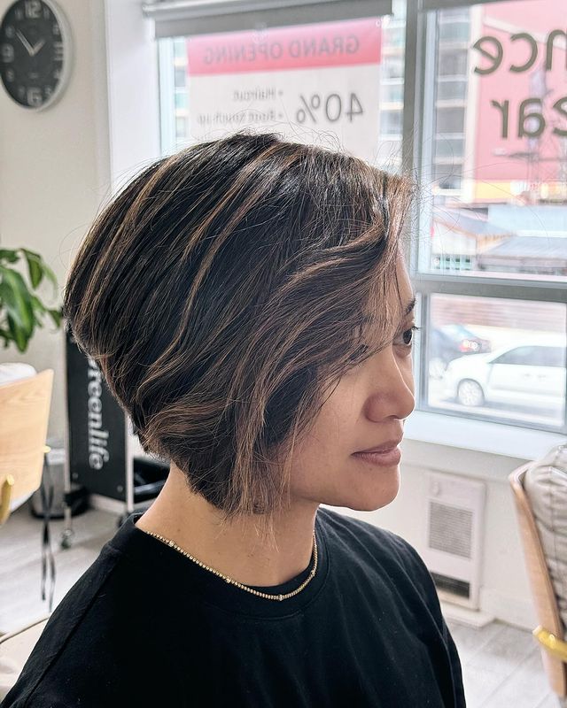 Cropped Bob with Brown Highlights