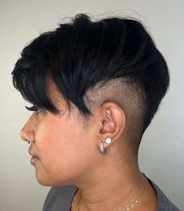 Edgy Silk Press Pixie with Undercut