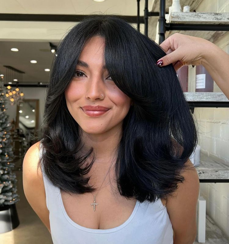 Layered Bob Cut on Jet Black Hair