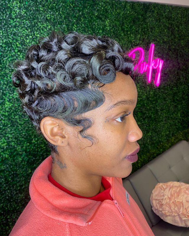 Long Pixie with Finger Waves and Curls