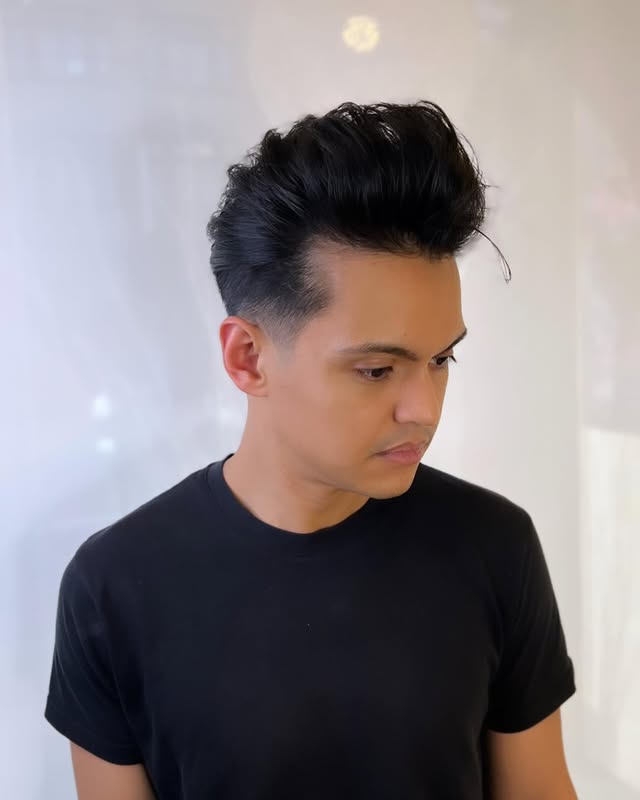 Modern Low-Fade Pompadour with Textured Volume