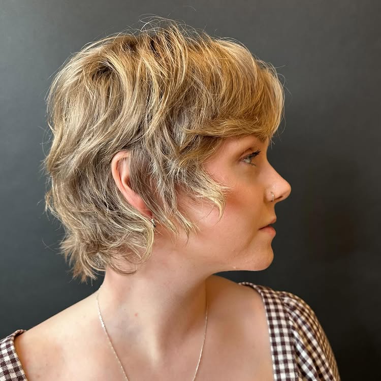 Razor Bixie Cut on Bronde Hair
