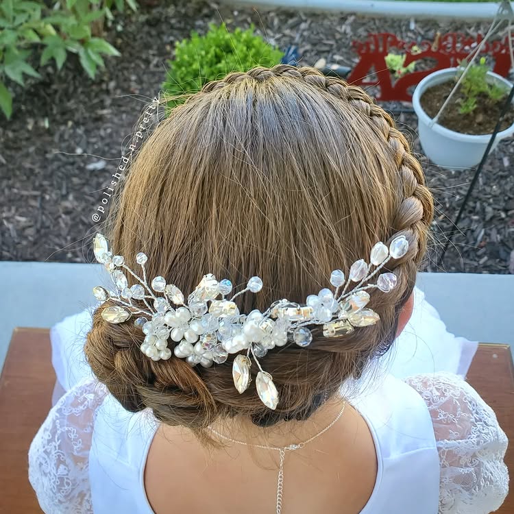 Romantic Braided Crown With Floral Accents