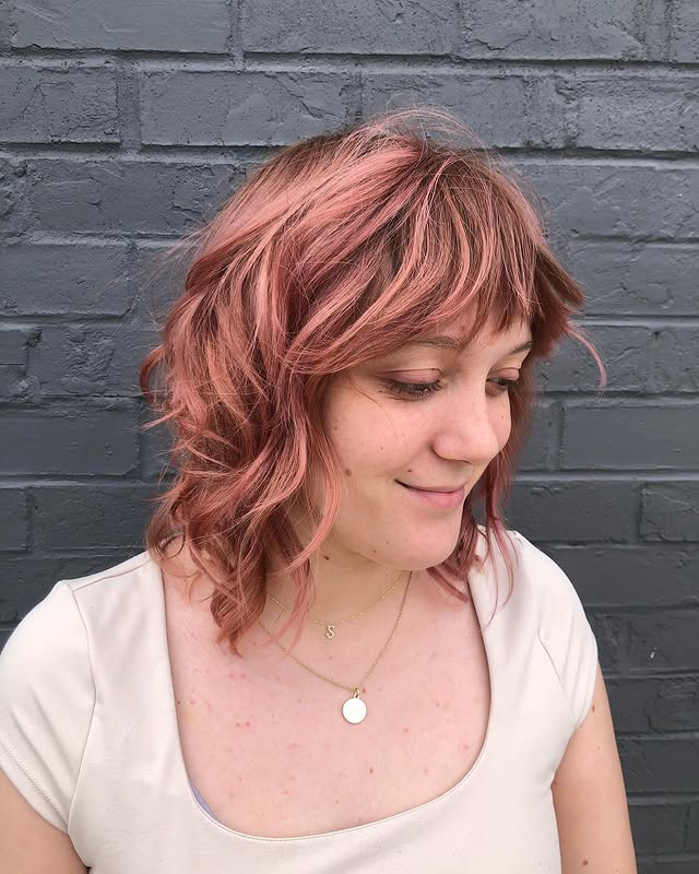 Rose Gold Textured Short Bob