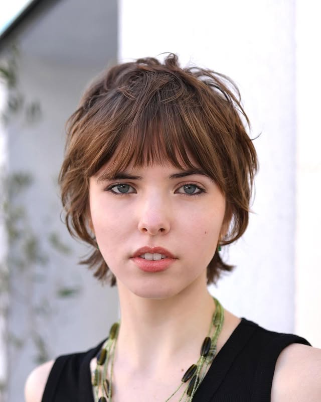 Shaggy Pixie with Brown Highlights