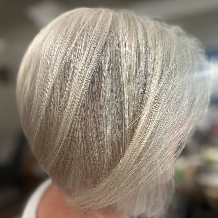 Short Ash Blonde Stacked Bob