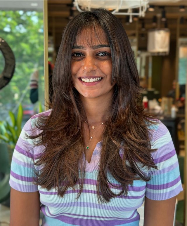 Textured Brunette Layers With Wispy Fringe